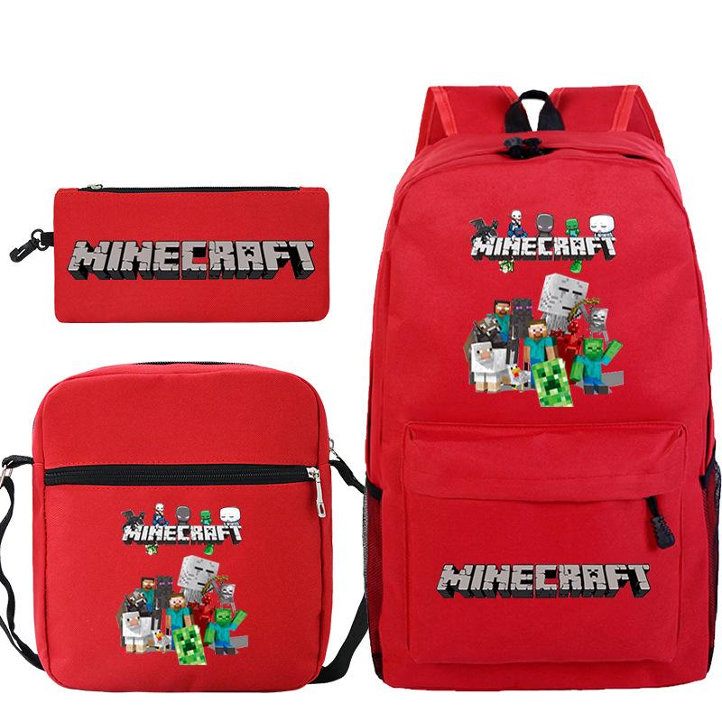 Minecraft Primary And Secondary School School Bag Children'S Backpack Backpack Shoulder Bag Pencil Case Three-Piece Set