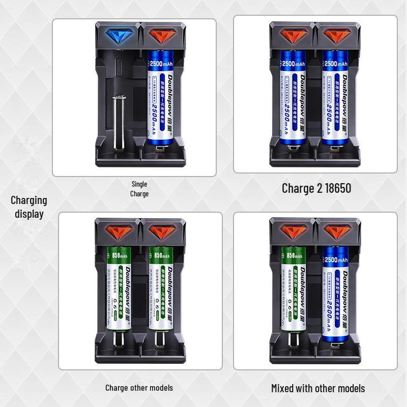 Chytrá USB nabíječka se dvěma sloty pro dvojité lithiové baterie 18650/21700 3,7V/4,2V