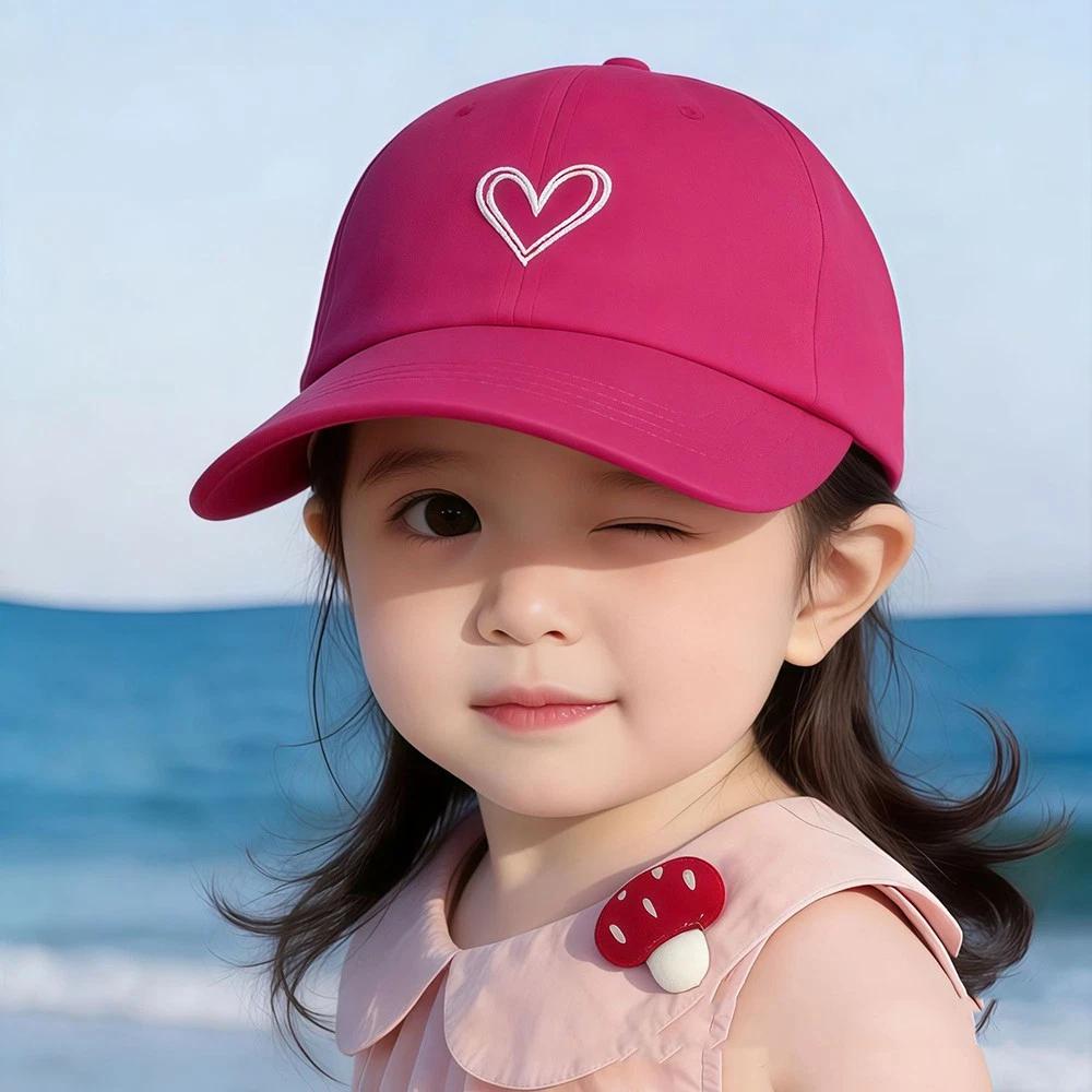 Adjustable Baseball Cap Adjustable Heart Design Hat Cap Lightweight Kids Baseball Cap For School Outdoor Play Everyday