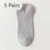 5 Pairs Boat Socks Men's Summer Invisible Socks Deodorant Absorbent Low Top Shallow Mesh Socks Non-slip Heel Socks
