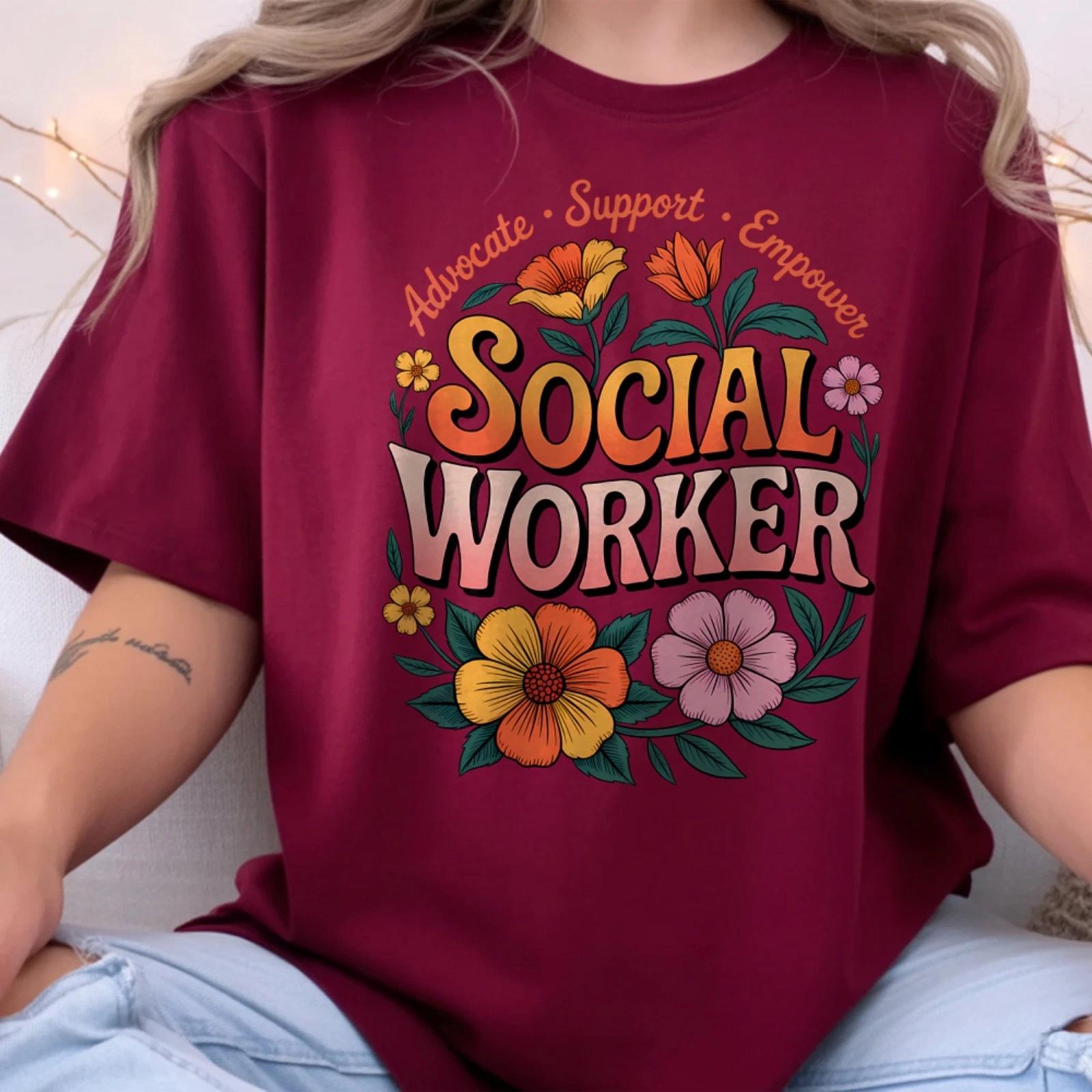 Social Worker, Advocate Support Empower T-Shirt, School Counselor Shirt M