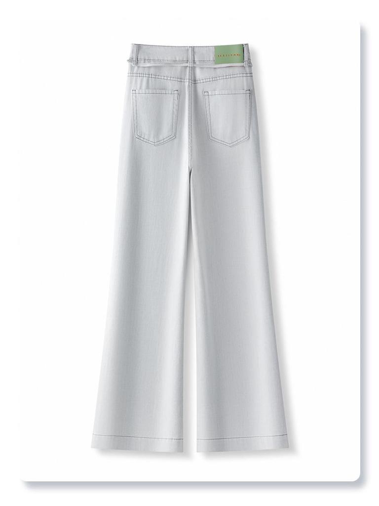 Women's Morandi Gray High-Waisted Wide-Leg Flared Jeans, Slimming and Loose Fit for Spring/Summer 2025.