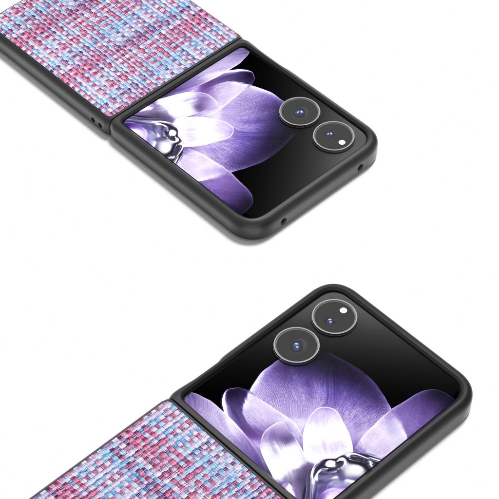 For Xiaomi Mix Flip 5G Case Leather+PC Phone Cover Plaid Texture