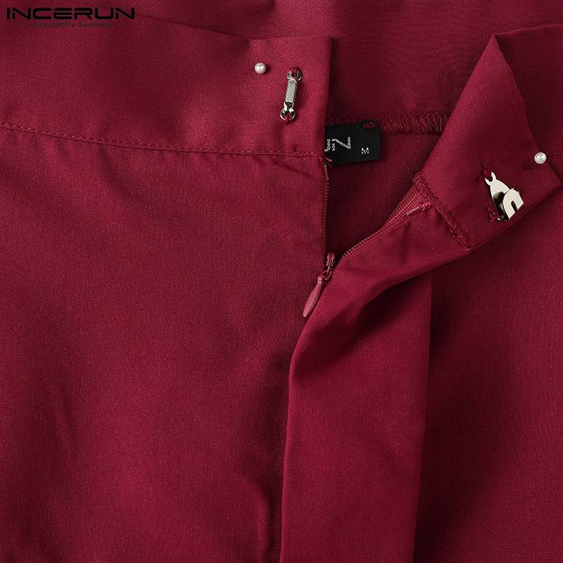 INCERUN Pánské skládané sukně s vysokým pasem a velkým výstřihem na zip