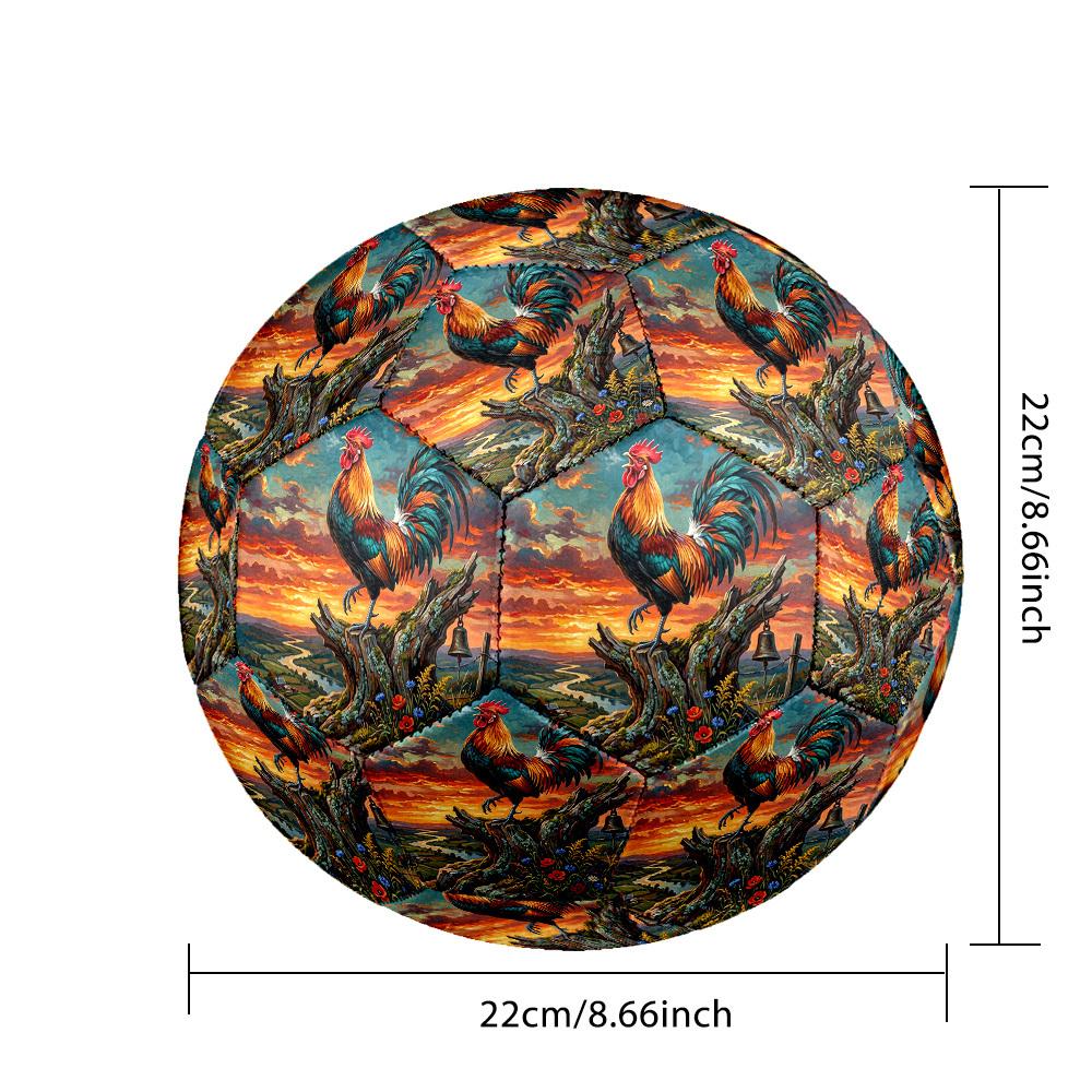 1pc Rooster Sunset Theme Soccer Ball Football, Size 5, Lightweight PVC, Durable Outdoor Training Soccer Ball, Gift m6149