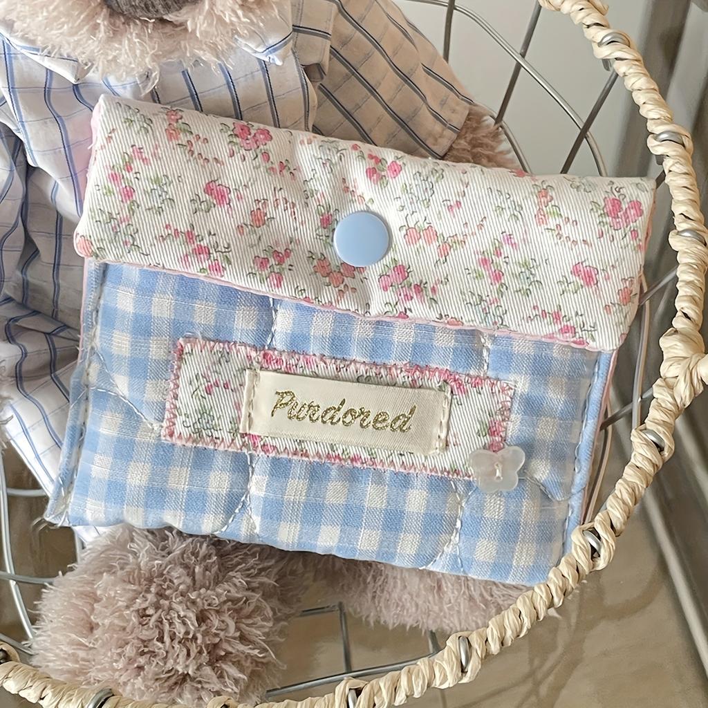 Damen Vintage Blumen- und Vichy-Muster Geldbörse - Lässige kleine tragbare Münzbörse geeignet für, & Damen, für Bargeld, Karten, Schlüssel