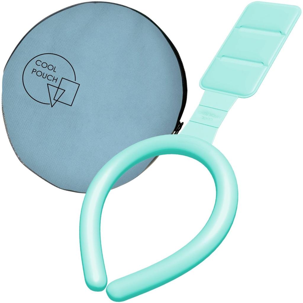 PCM Back Cooling Ring with Neck Ring and Back Insulated Pouch Set Outdoor Dedicated Case Pad, (M Size/Pouch Blue), 28°C, Green, Cooling,