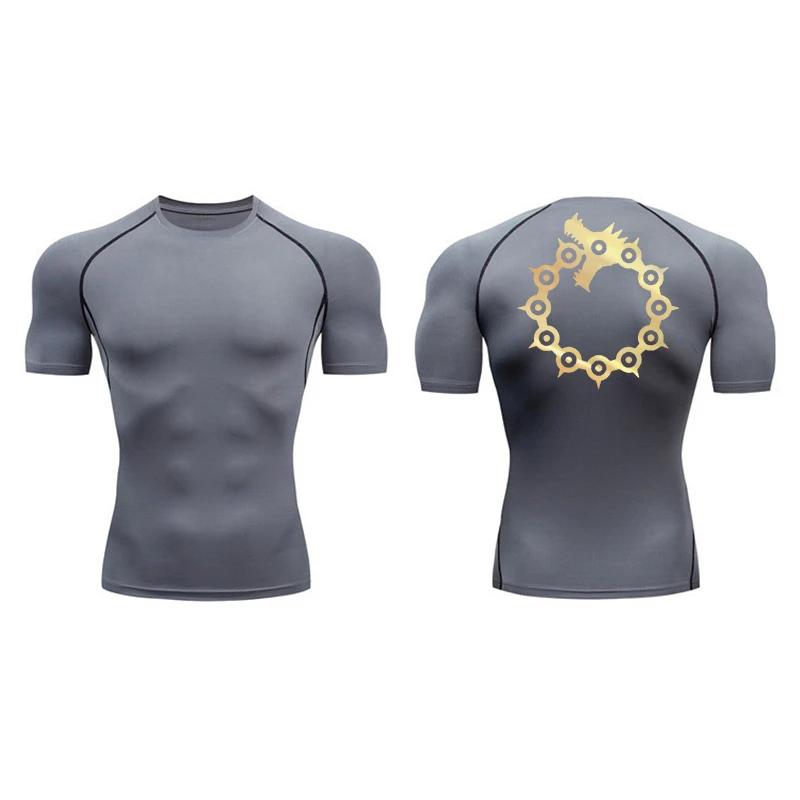

Stylish Graphic Compression Shirts for Men Athletic Quick Dry Tshirts Tees Gym Jogging Workout Summer Short Sleeve Rash Guard XXXL сірий колір