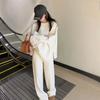 Korean Style Soft and Lazy Style Knitted Suit Autumn and Winter Gentle Round Neck Pullover Sweater Wide Leg Pants Two-piece Set for Women
