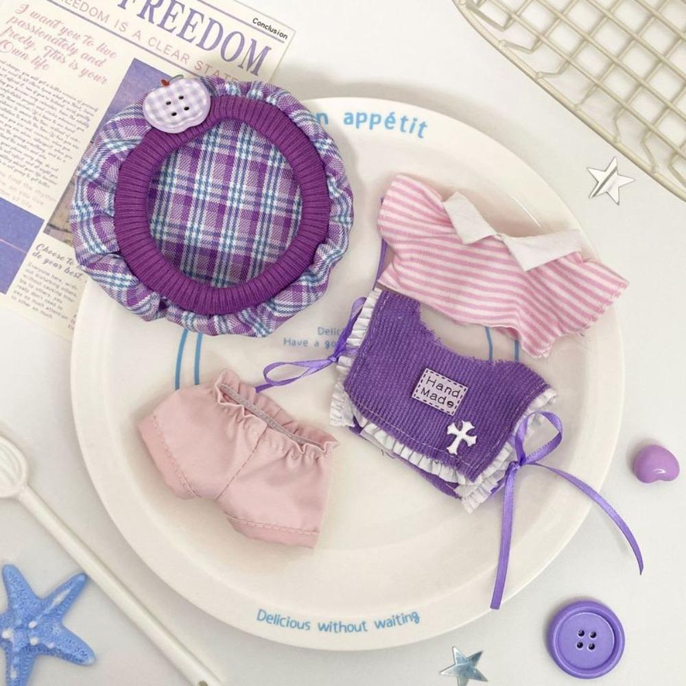 

Animal Onesie Cotton Doll s Clothes Set Dress-up 10cm Doll Clothes Children s Gift фиолетовый