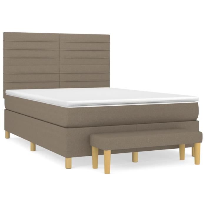 3137241 vidaXL Divan Bed with Mattress Taupe 140x200 Cm Fabric