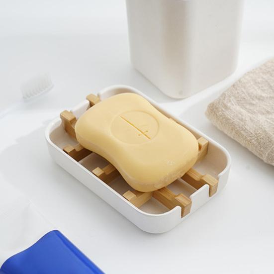 1/2Pcs Bamboo Soap Dish Shower Soap Bar Holder Bamboo Drain Rack Bathroom Soap Tray Anti-slip Bottom Soap Box