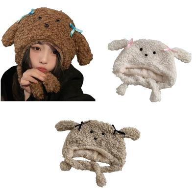 Cartoon Hat Thicken Head Wrap Furry Puppy Soft Thicken Hood for Women Outdoor Wear for Winter Sports Cycling Skiing