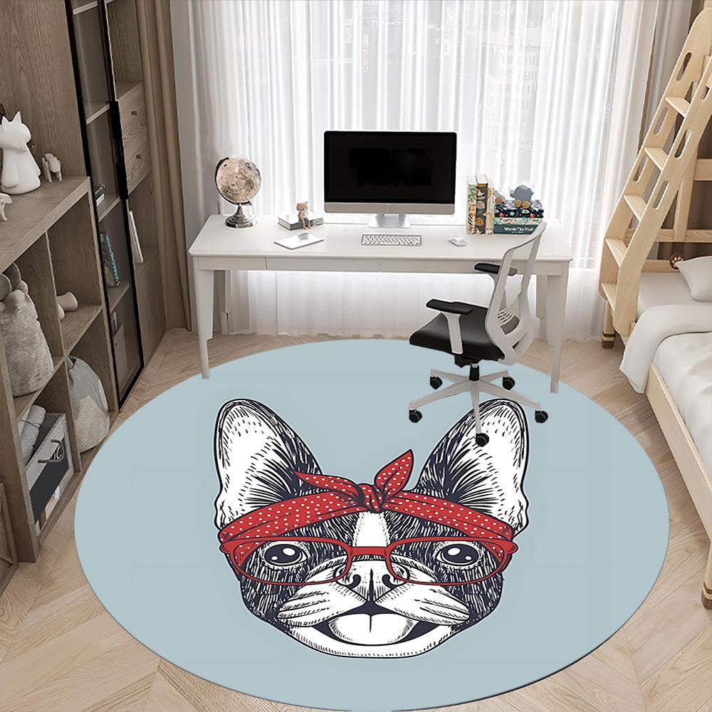 1pc FrenchieChair Carpet for Office, Indoor Non-Slip Washable Polyester Fiber Carpet, Mat For Office, Machine Washable
