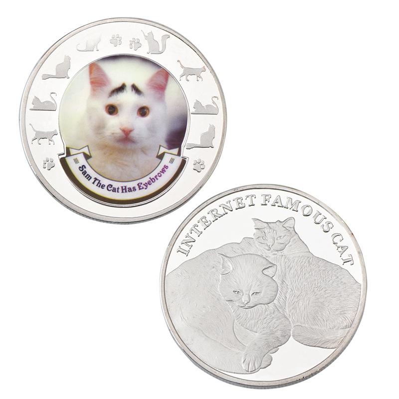 Animal Commemorative Badge Cat, Collection Gift, Silver Coin, Souvenir