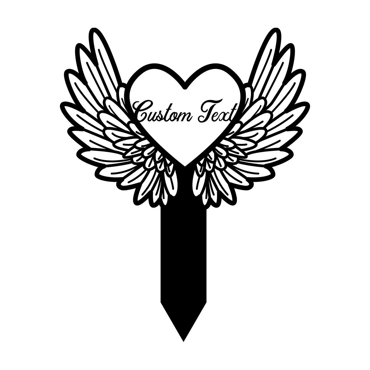 

Personalized Angel Heart Metal Stake, Memorial Garden Decor, Outdoor Memorial Marker чёрный