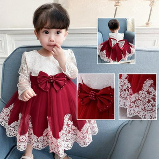 2025 Girls' Princess Formal Dress with Big Bow and Puffy Satin Skirt for Toddlers and Young Kids