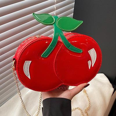 Summer New Funny Cherry Shape Single Shoulder Crossbody Bag Female Cute Personality Small Chain Handbag Kawaii Cartoon Phone Bag