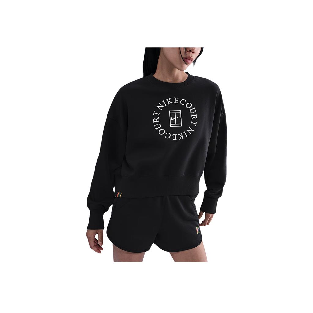 Nike Court Heritage Phoenix Fleece Oversized Logo Letter Crewneck Sports Long Sleeve Sweatshirt Women Sweatshirt HJ8989-010