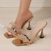 Fashion New Fashion Pleated Female Sandals Open Toe High Lady Pumps Dress Party Shoes Women Summer Slides Shoes 2024