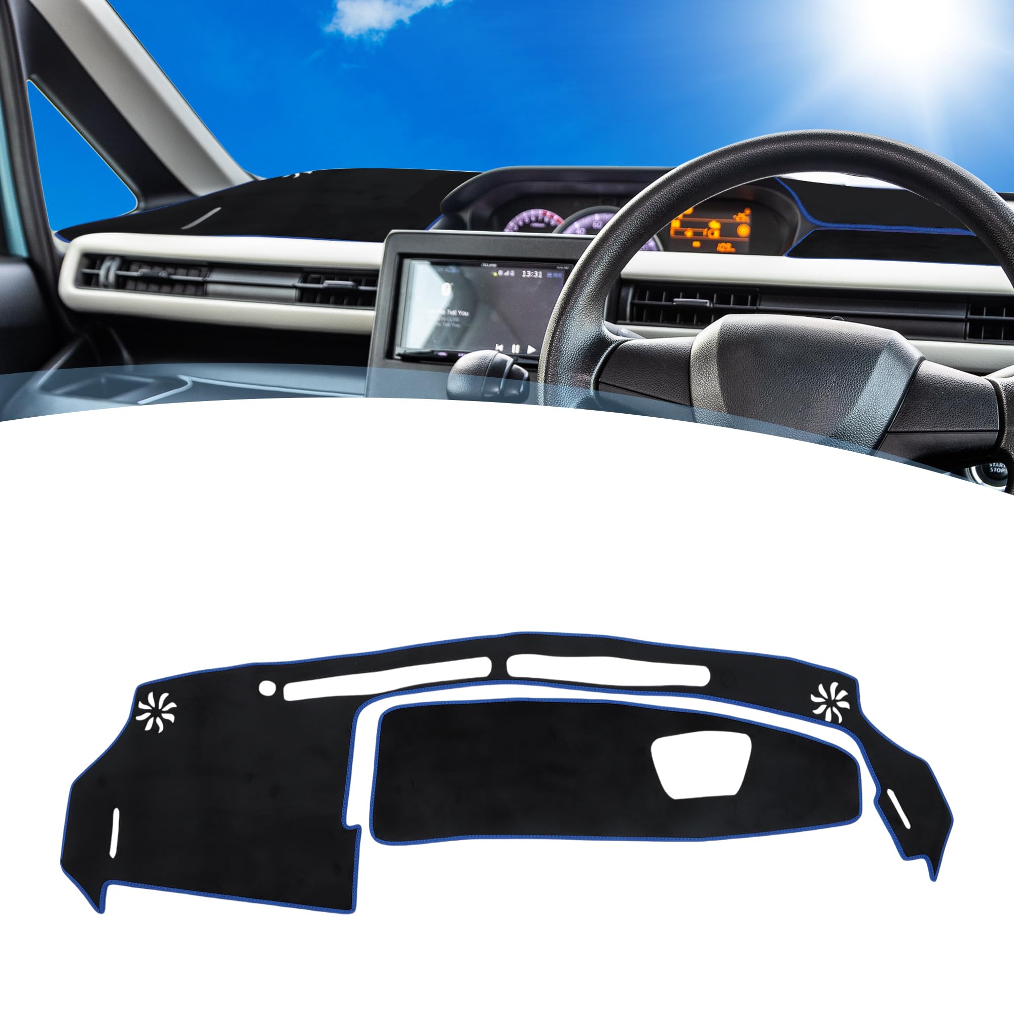 

Коврик на приборную панель TUCKBOLD для Suzuki Wagon R, защитный для приборной панели автомобиля, интерьерный, на заказ, от солнца, фланелевый, черный с синим, комплект (MH35S/55S), Обложка, Коврик, Декор, синий