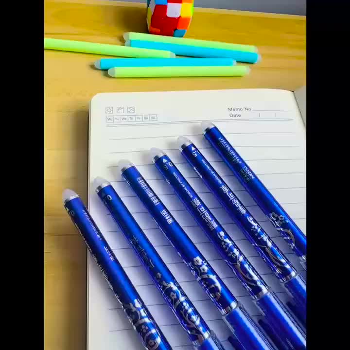 12-Pack Erasable Gel Pens, 0.5mm Blue with Refillable Ink, Magic Erasable Gel Pens with Full Barrel Tip, Heat-Erasable