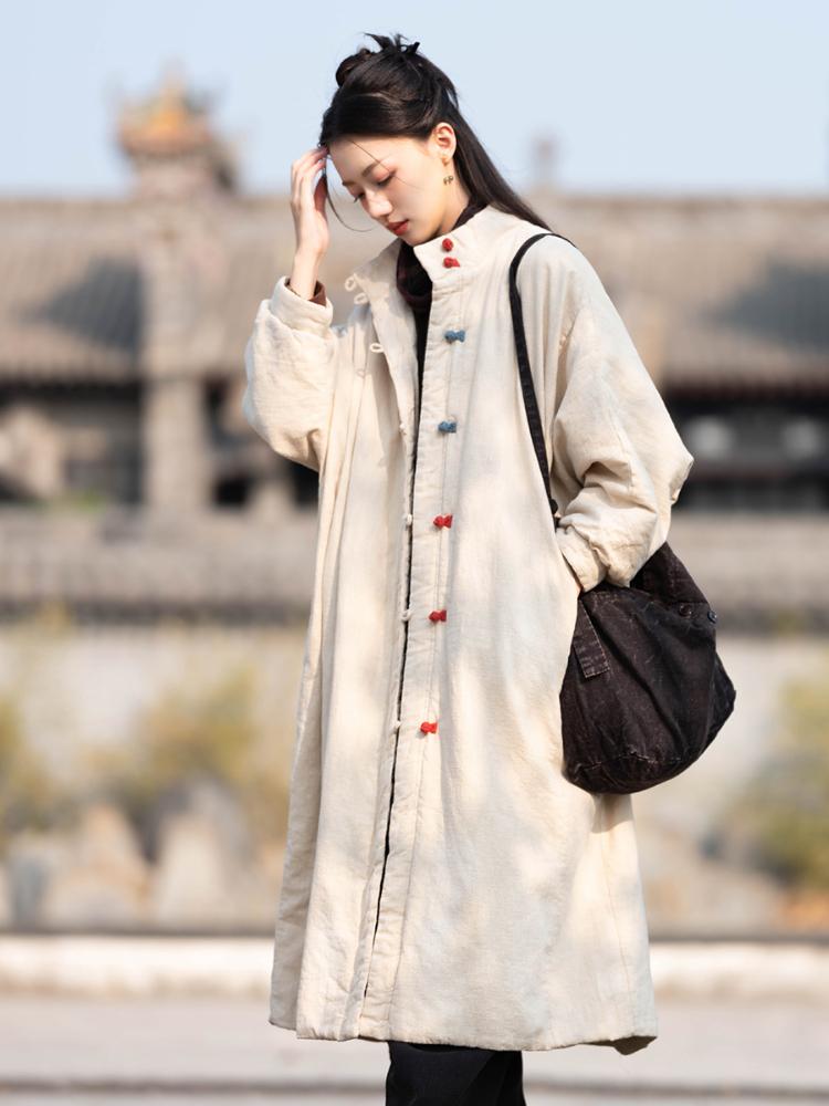 Johnature Frauen Chinesischen Stil Winter Parkas Einfarbig Taste Warme Mäntel Plus Baumwolle Frauen Vintage