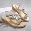 New Fashion Hundred Hits Height Increase Women's Retro Ethnic Style Sequins Sandals - Slope Heel Beach Shoes