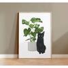 Watercolor Cute Kittens Potted Plant Canvas Print Cartoon Green Plants Animals Wall Art Postes for Modern Living Room Home Decor