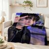 Cool Leather Jacket Peace Sign Portrait Flannel Printed Blanket Comfortable Skinfriendly Throw Blanket For Living Room Air Conditioner Room Home Decor