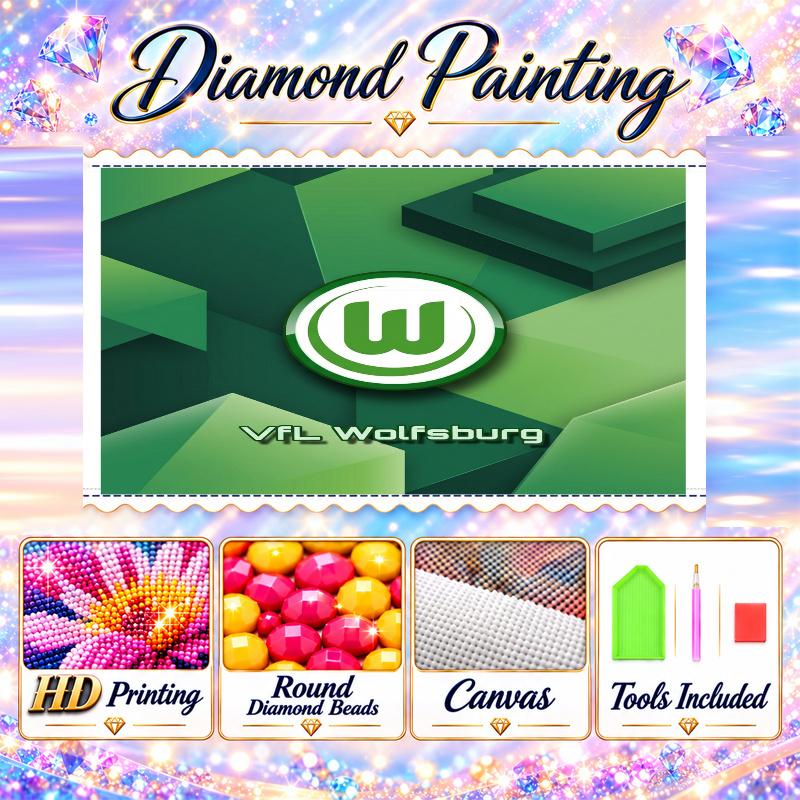 VfL Wolfsburg FC Diamond Painting Kit 5D Full Drill DIY Diamond Mosaic Wall Art Home Decor