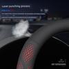 Steering Wheel Cover, Non-Slip, Sweat-Absorbent, Ultra-Thin, Round D-Shaped, Breathable, Universal for All Seasons, Genuine Leather, for Men and Women