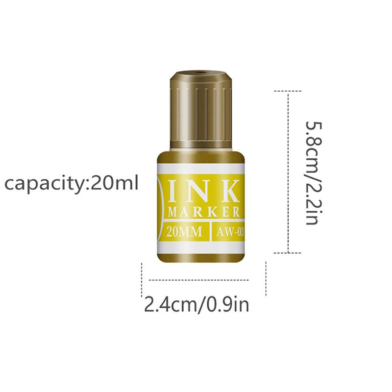 Metallic Marker Ink,Signature Pen Ink,20ml Additive Liquid,Gold,Silver Ink,Metallic Luster,Quick Dry,Waterproof,Non-Erasable