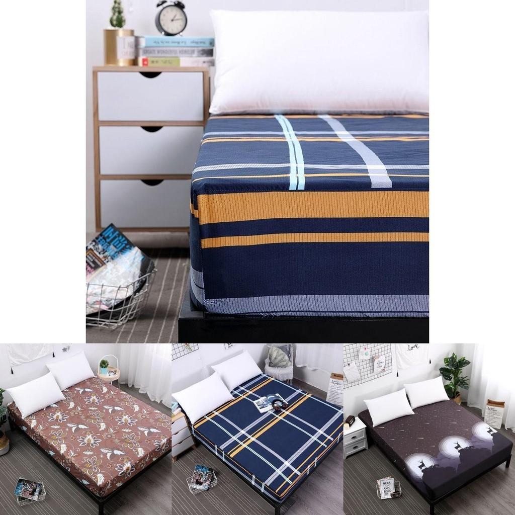 Vintage Floral Stripes Printed Mattress Cover Dustproof And Comfortable Fitted Sheet