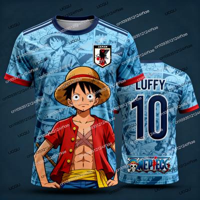 2025 Japan One Piece Luffy Football Jersey T-shirt Kids Football Special Jersey Kit Adult Men's/Women's Quick-Drying Sweatshirt