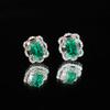 Huitan Daily Wear Women's Stud Earrings with Green Cubic Zirconia Temperament Elegant Dainty Ear Accessories Statement