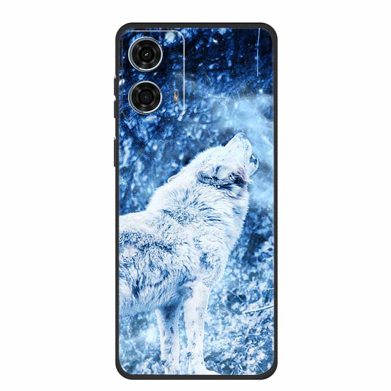 Pentru Motorola Moto G24 Power Carcasă Silicon Lup Leu TPU Moale Carcasă Telefon Pentru Moto G24 Power Capac Spate Desene Animate Carcasă Rezistentă la Șocuri