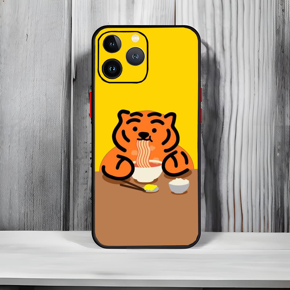 

Cute Cartoon M-MUZIK T-TIGER Phone Case Black Matte Thin Phone Case For iPhone17 16 15 14 13 ProMax iphone12promax