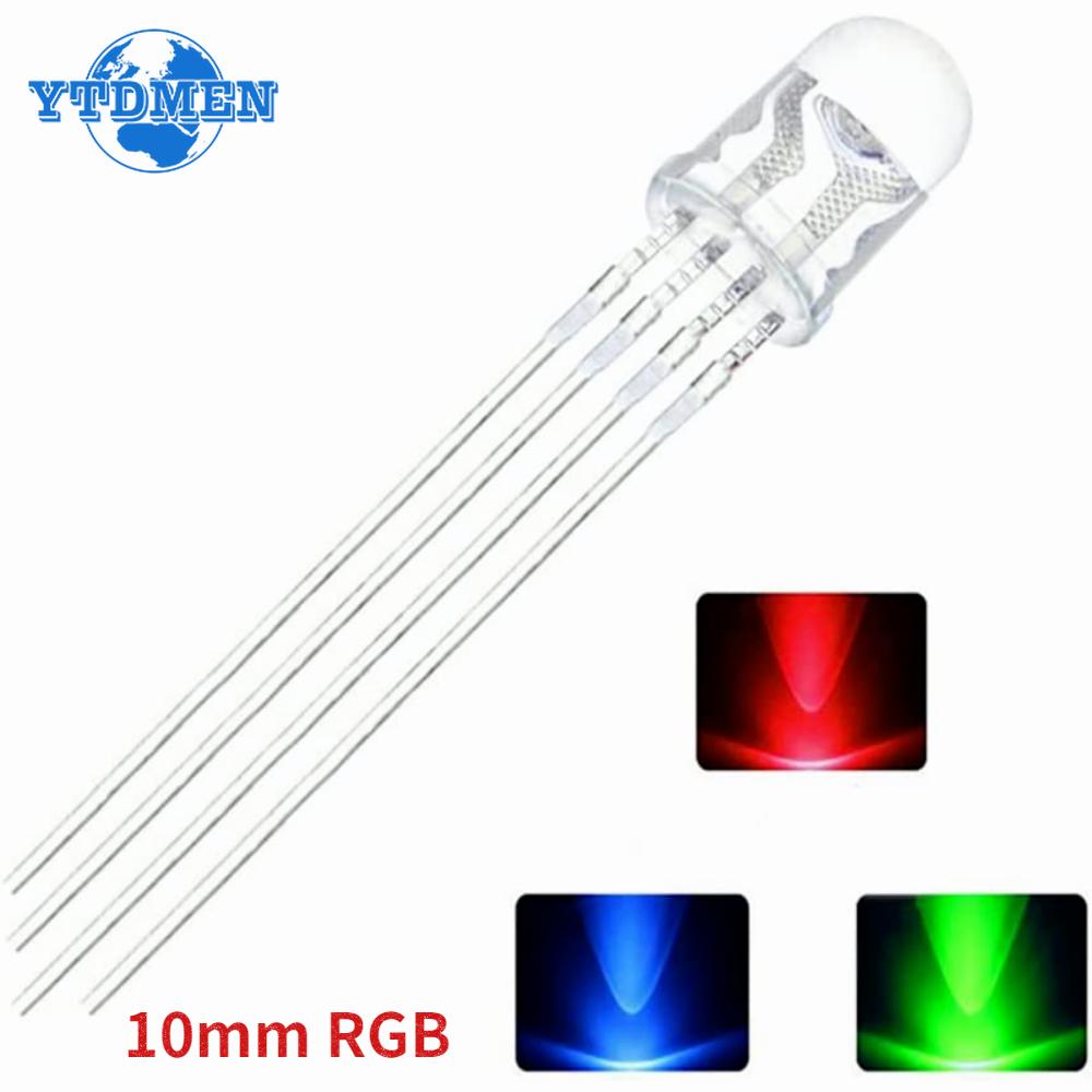 

10PCS 10mm RGB світлодіодний загальний катод / загальний анод 4-контактний триколірний випромінюючий діод Яскрава лампочка індикатор лампи, для Arduino Cathode