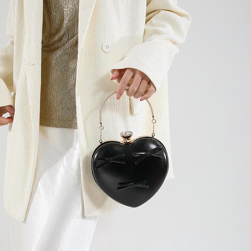 Female Shoulder Bags Advanced Fashion Blue Heart Bow New Trend Sweet Lovely Leisure Trend Solid Color Chain Simple Crossbody Bag AVE