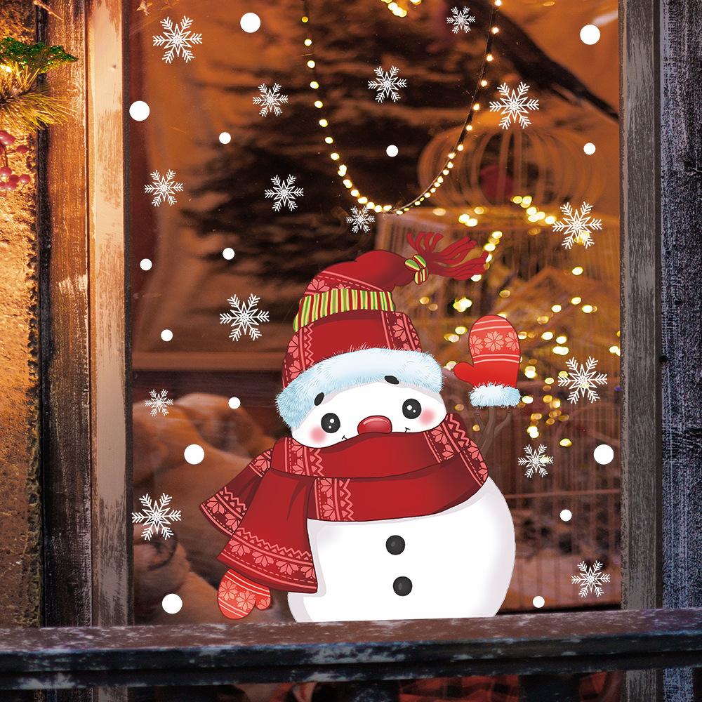 Waving Christmas Snowman Snowflake Home Decoration Glass Windows Window Stickers