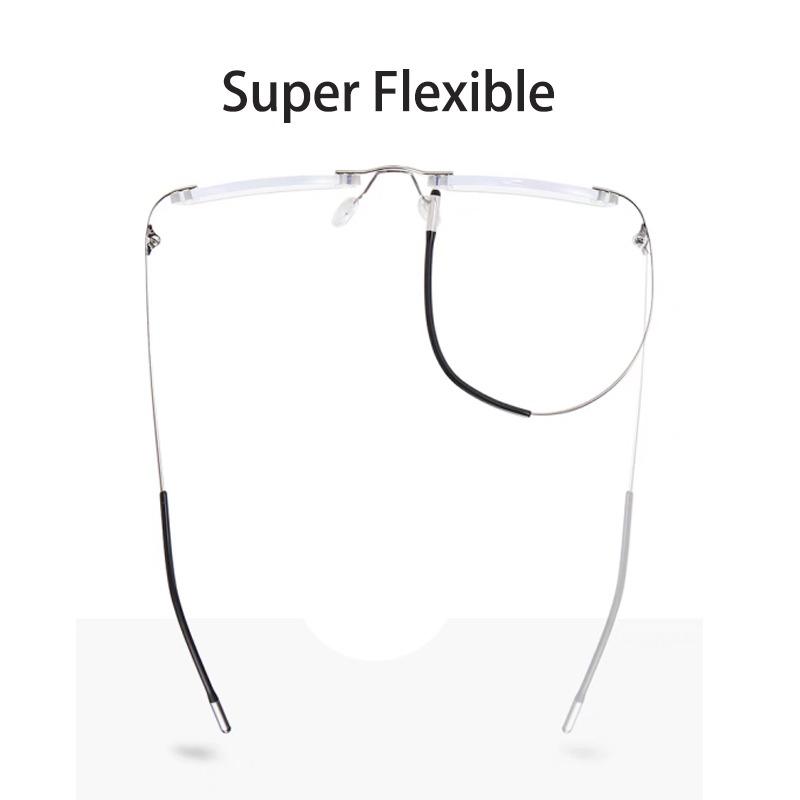 Anti Blaulicht Herren Lesebrille Memory Titan Randlose Brille Altersweitsichtige Brille Rechteckige Brille Randlos