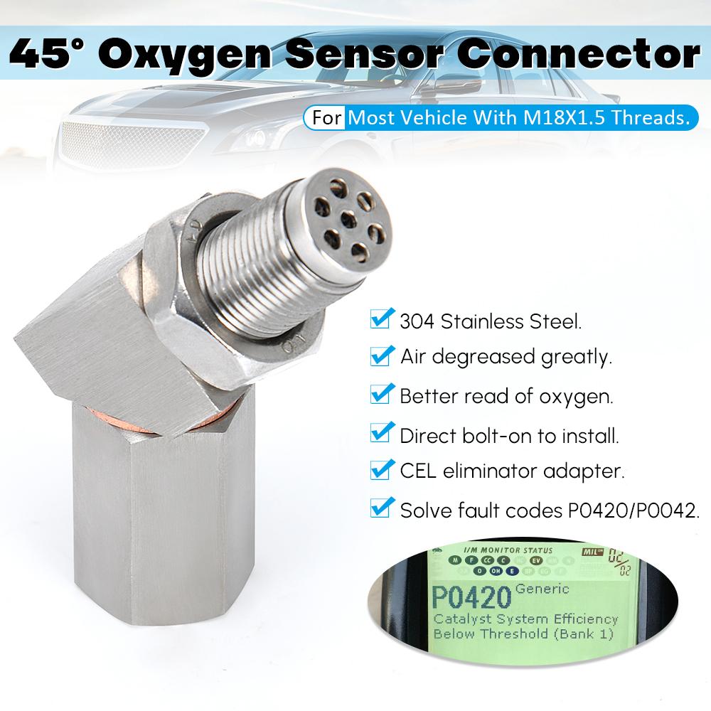 1 PCS Universal M18X1.5 Oxygen Sensor Extender 45 Degree 02 Bung Extension Catalytic Converter O2 Oxygen Sensor Spacer OSE08