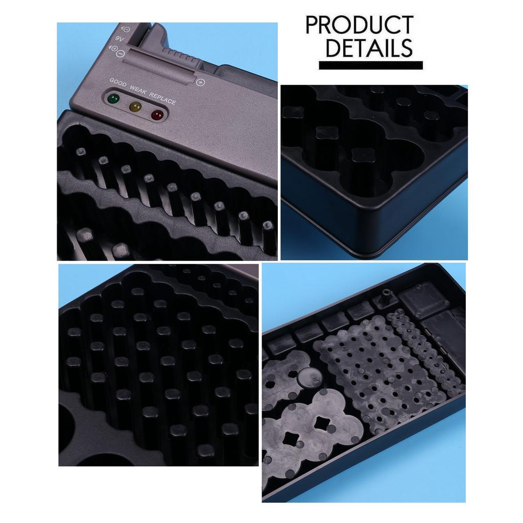 BHBL Battery Storage Organizer Holder with Tester - Battery Rack Case Box Holders Including Battery Checker For AAA AA C D 9V An