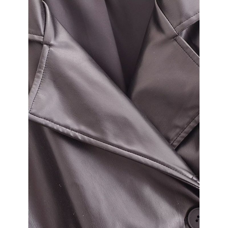 Kaslead New Arrival Women's Clothing Fashion Style Fashion Minimalist Imitation Leather Loose with Belt Trench Coat 1255811