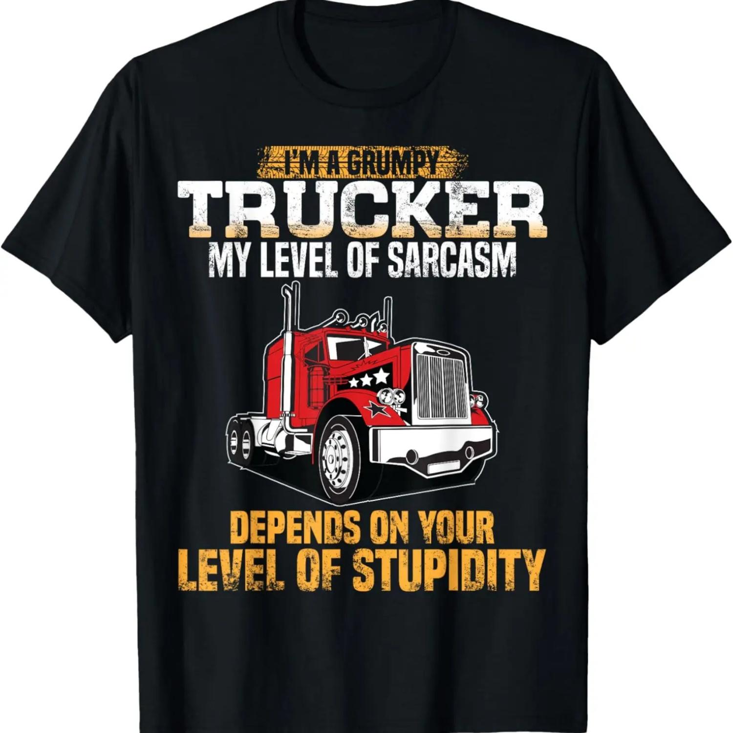 Grumpy Trucker Funny Truck Driver Trucking Dads Father Mens T-Shirt S чёрный