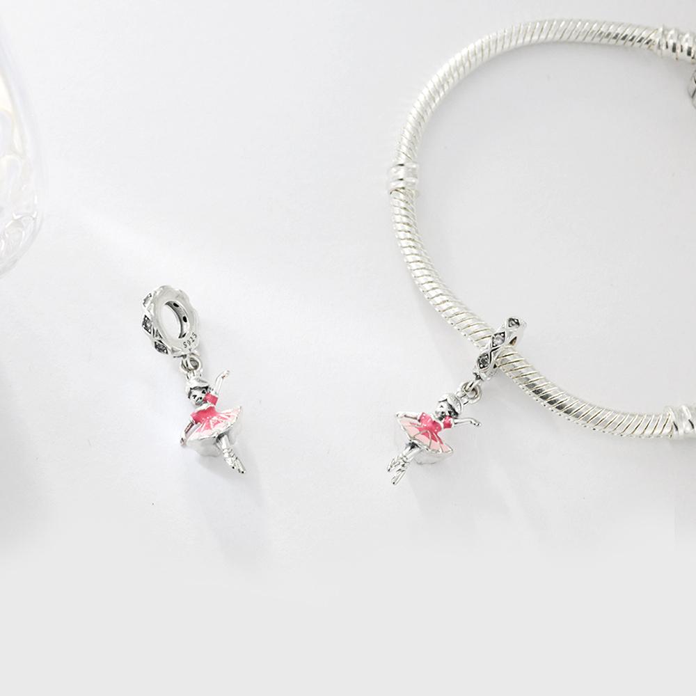 Original Copper Ballet Girl Charm For Bracelet Diy Fashion Jewelry Making Accessories Bead Graduation Gift