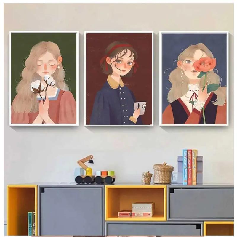 Anime Girl Prints Posters Lovely Pink Girly Style Canvas Painting Girls Room Interior Minimalist Boho Home Decor Birthday Gift