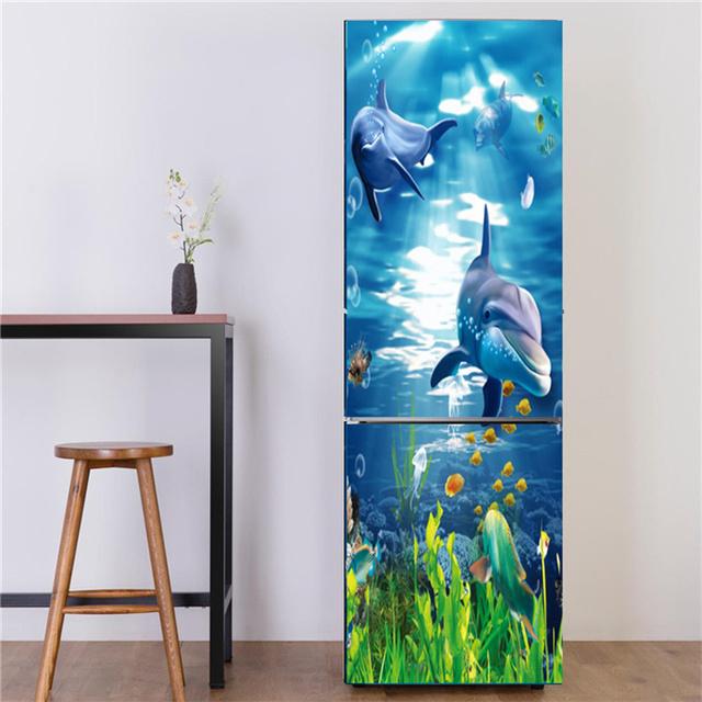 Underwater World Fish Sticker For Fridge Door Adhesive Waterproof Furniture Decoration Poster Wall Decal Kids Room Home Decor