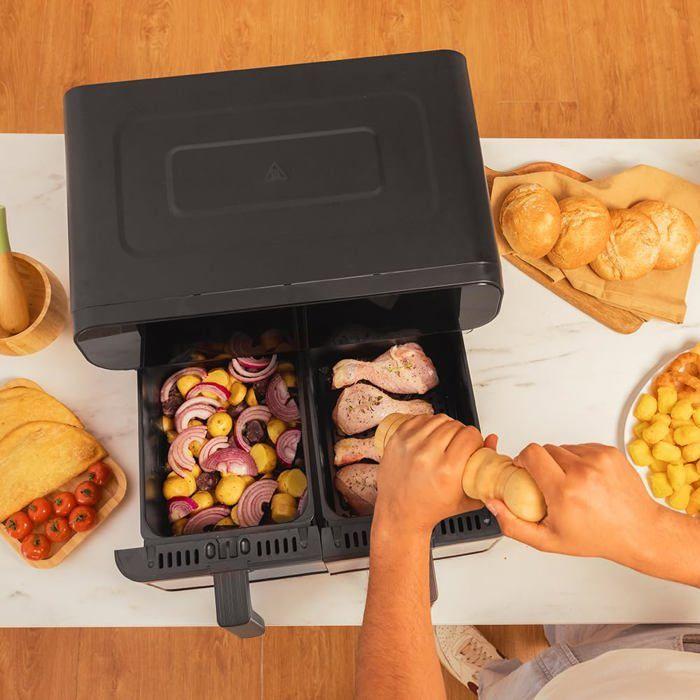 Cecotec friteuse sans huile cecofry advance 9000 inox. air fryer 2800w, 2 plateaux 4,5l, double température